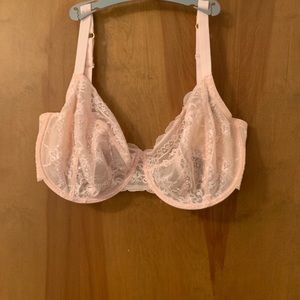 Sheer pink lace bra